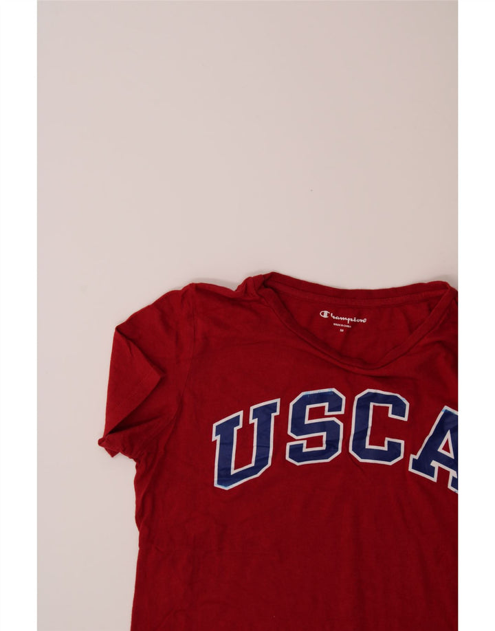 CHAMPION Womens Graphic T-Shirt Top UK 12 Medium Red Cotton Vintage Champion and Second-Hand Champion from Messina Hembry 