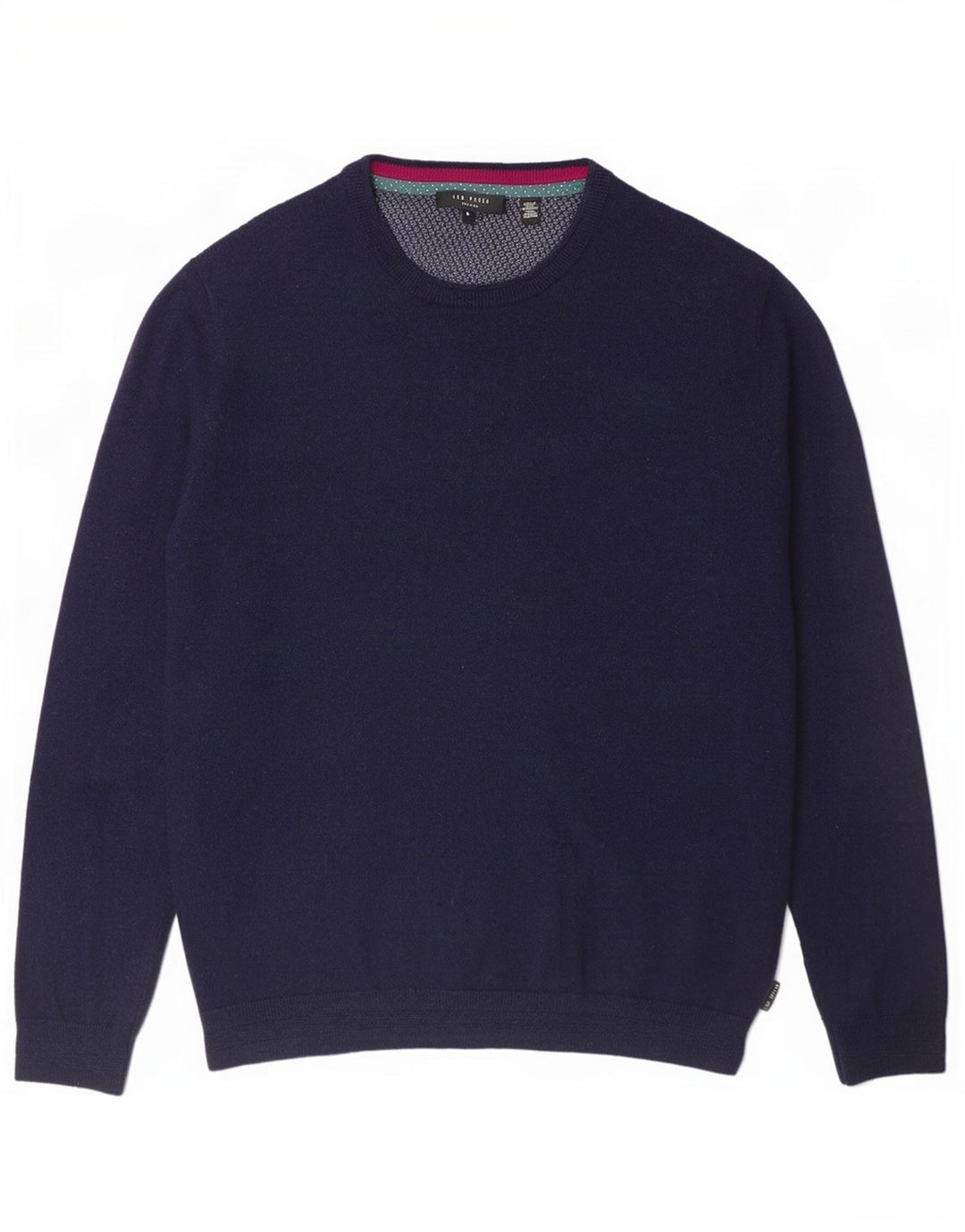 Maglione maglione girocollo da uomo Ted Baker taglia 4 grande lana blu navy