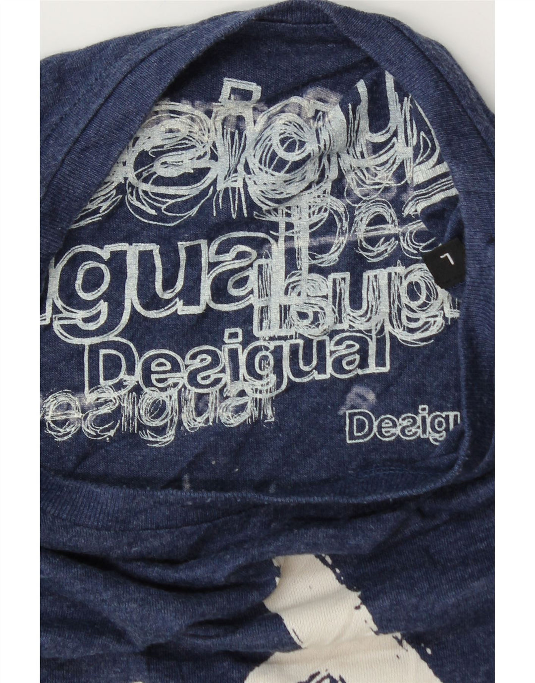 Desigual T-shirt grafica da uomo Top Large in cotone blu navy