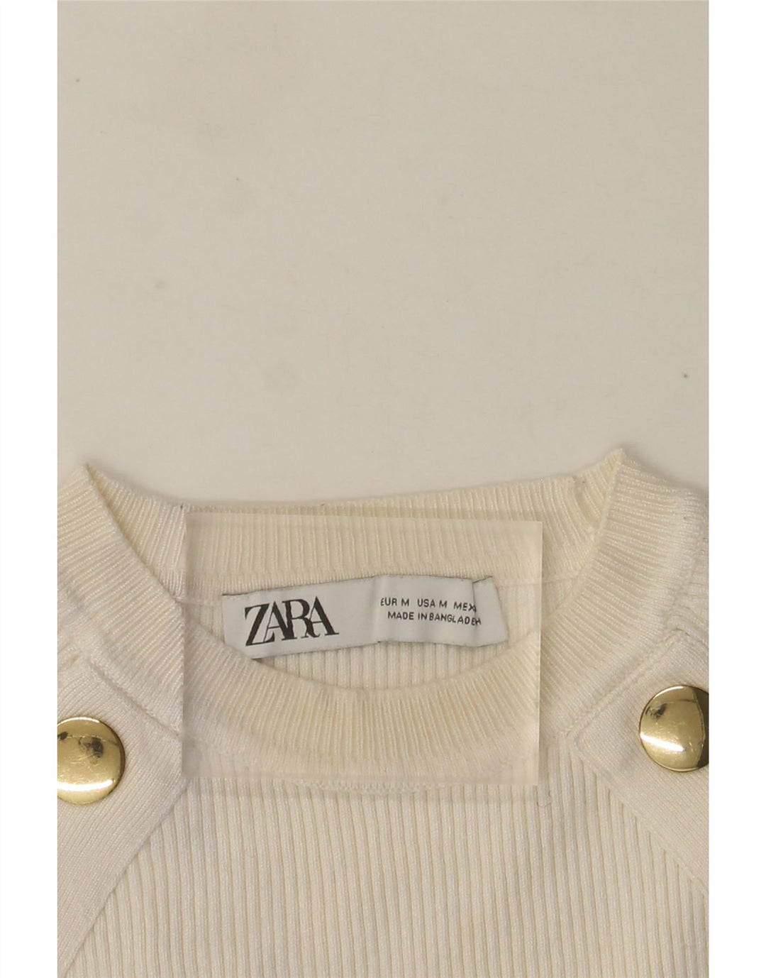 Maglione corto girocollo da donna Zara UK 12 bianco medio