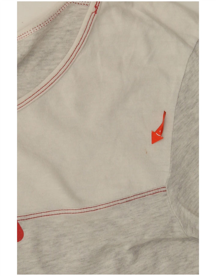 Top grafico da donna FILA manica lunga UK 12 Grigio medio chiazzato