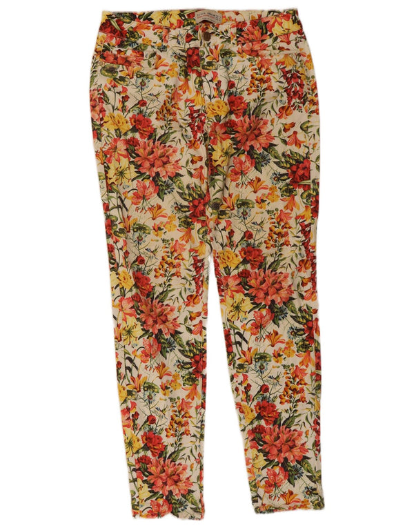 Pantaloni casual slim da donna Zara EU 38 Small W28 L28 floreale multicolore