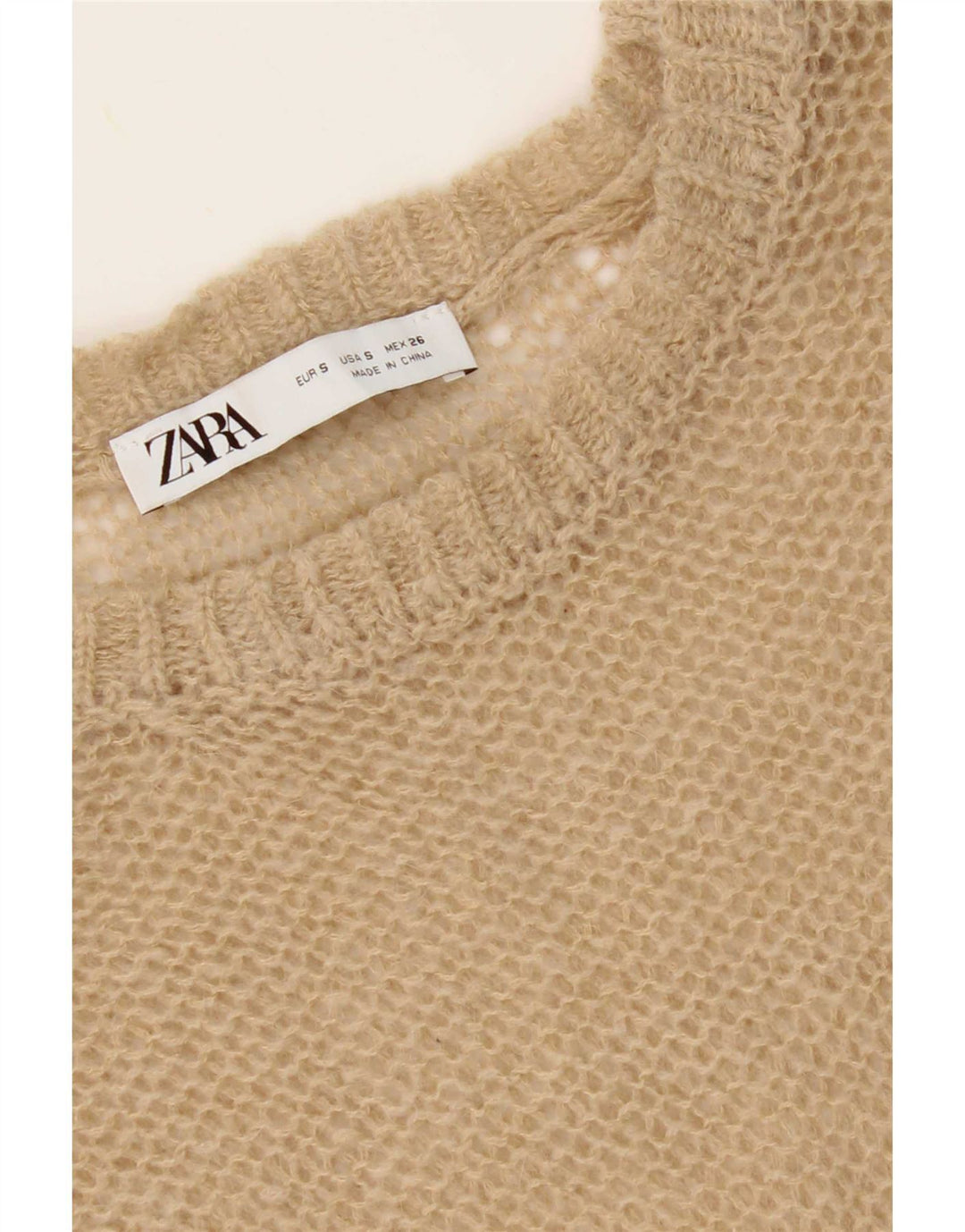 Top trasparente da donna Zara a maniche lunghe UK 10 piccolo Beige
