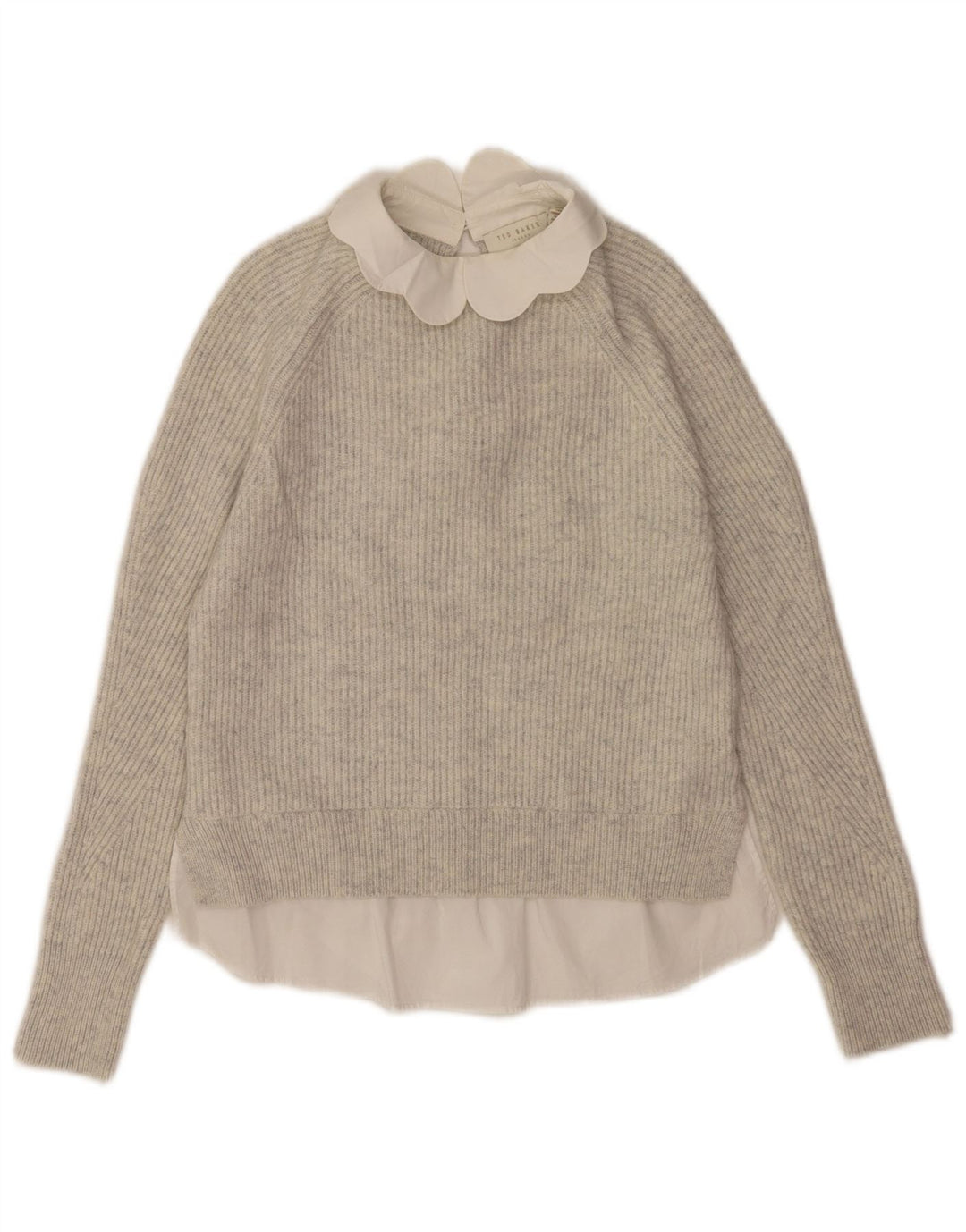 Maglione maglione girocollo oversize da donna Ted Baker US 0 2XS lana grigia
