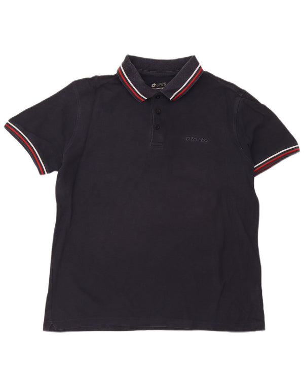 Polo da uomo Lotto in cotone medio blu navy