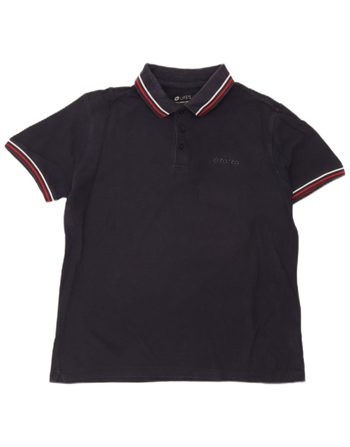 Polo da uomo Lotto in cotone medio blu navy