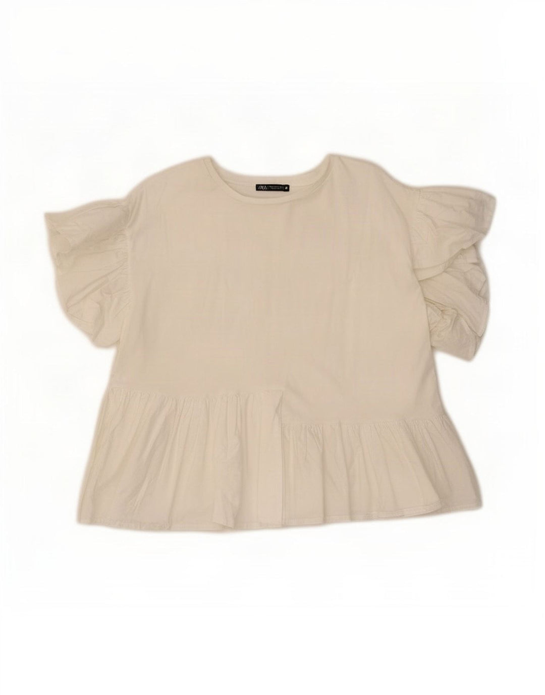 Top in camicetta da donna Zara UK 14 cotone bianco medio
