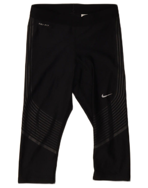 Leggings Capri geometrici Nike Dri Fit da donna UK 4 XS poliestere nero