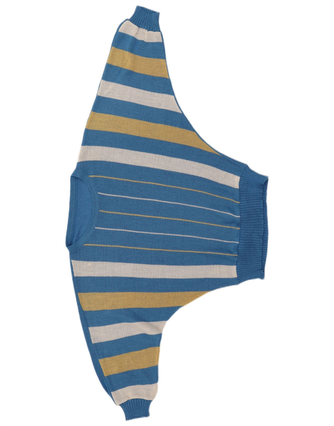 Maglione da donna VINTAGE con scollo a barca a pipistrello IT 40 piccolo a righe blu