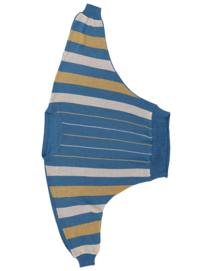 Maglione da donna VINTAGE con scollo a barca a pipistrello IT 40 piccolo a righe blu