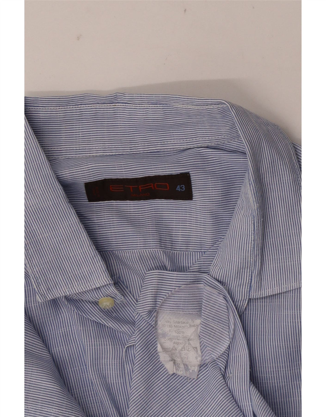 Camicia da uomo Etro taglia 43 in cotone gessato blu grande