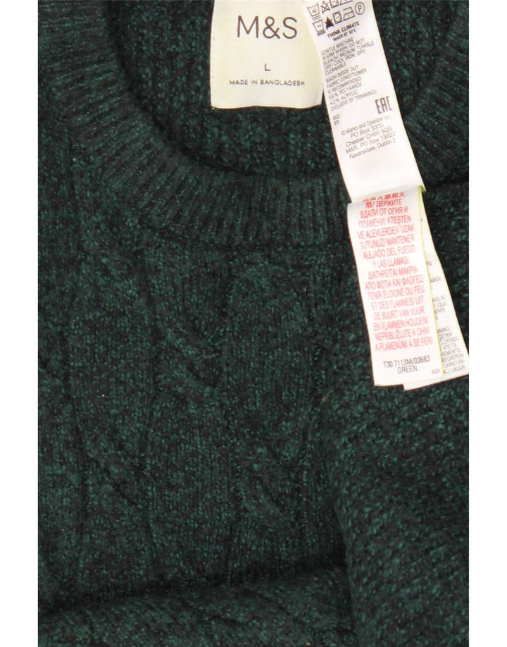 Maglione maglione girocollo da uomo Marks & Spencer grande verde in poliammide