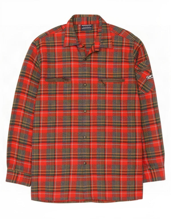 Vintage Mens Flannel Shirt Size 42 Large Red Plaid Wool