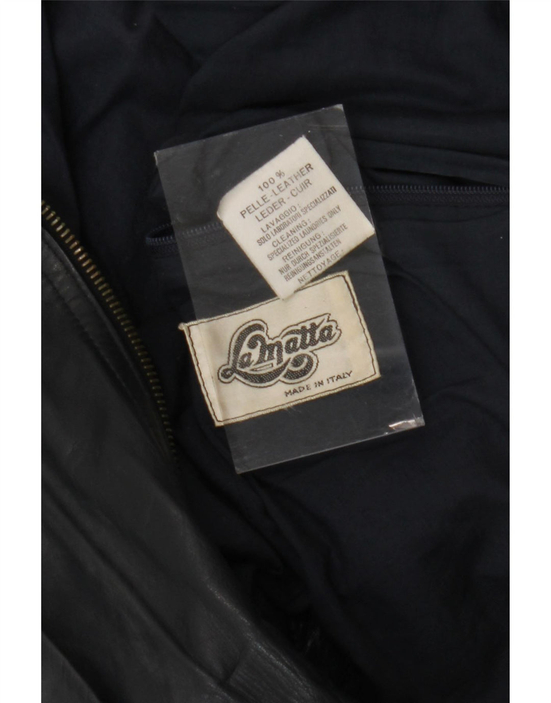 Giacca in pelle bomber da uomo La Matta UK 38 Pelle media blu navy