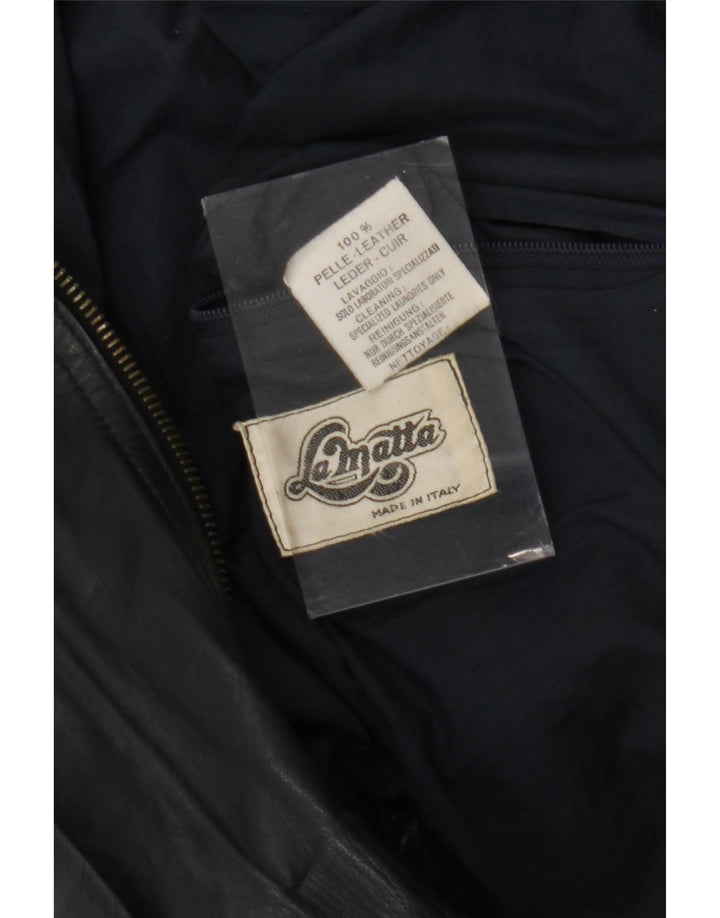 Giacca in pelle bomber da uomo La Matta UK 38 Pelle media blu navy