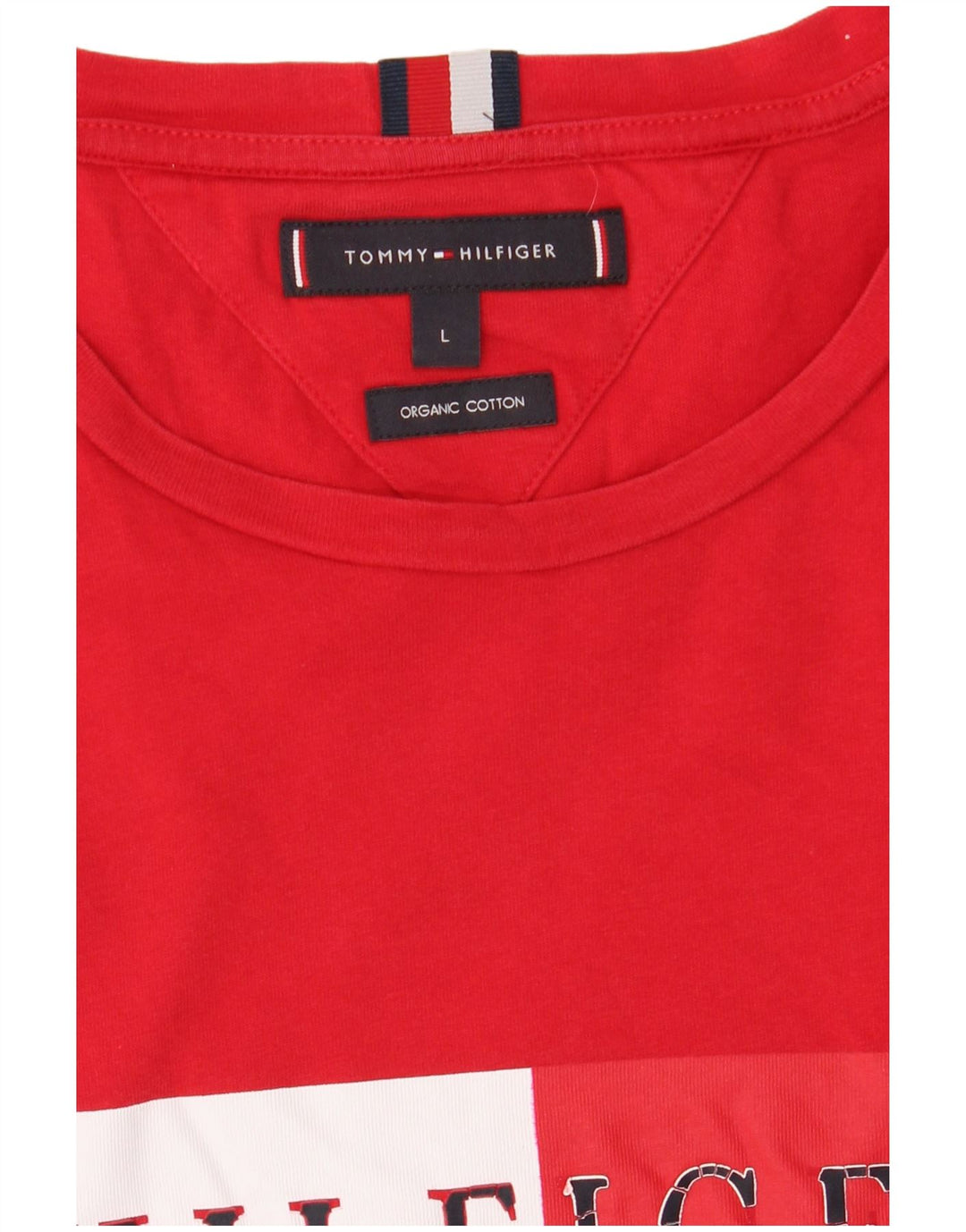T-shirt grafica da uomo Tommy Hilfiger Top grande in cotone color block rosso