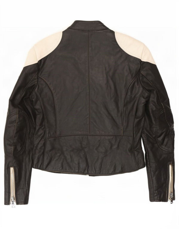 Giacca da pilota in pelle da uomo IXS EU 50 Medium Black Colourblock