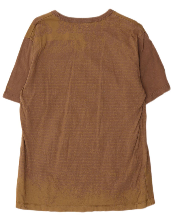 T-shirt grafica da uomo Marlboro Classics Top in cotone gessato marrone medio