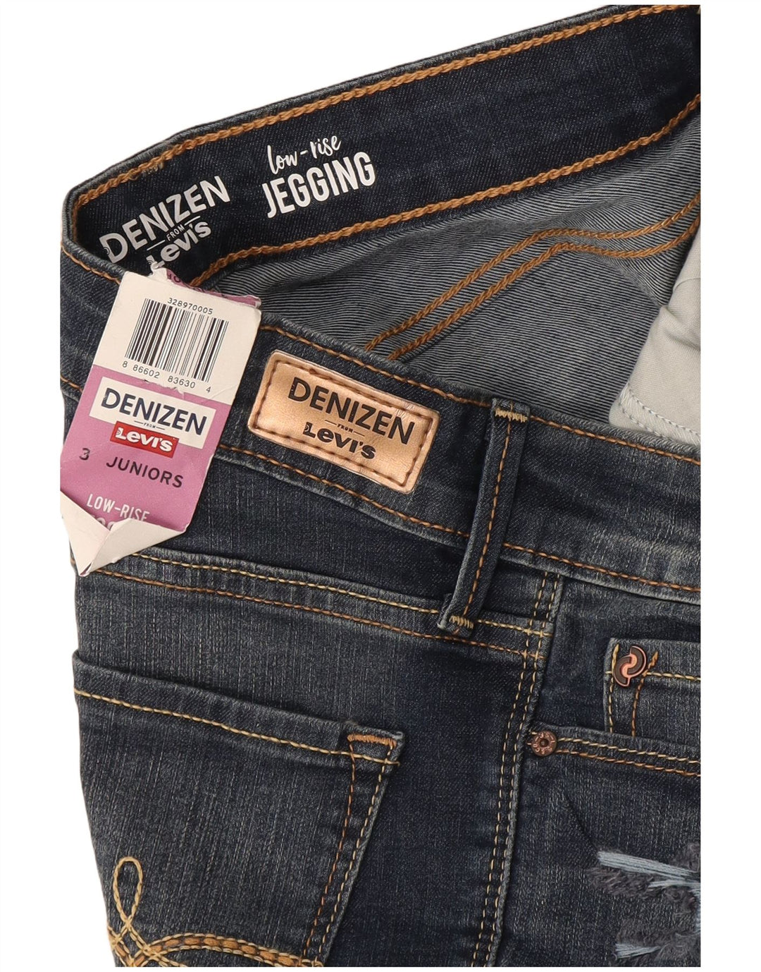 Jeans Jeggings Levi's Denizen Distressed per ragazze 2-3 anni W26 L29 Blu