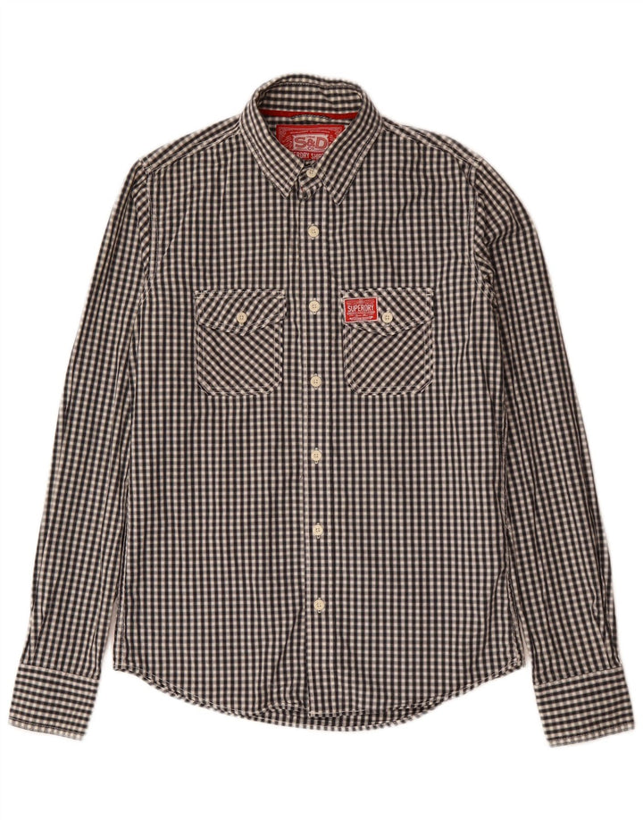 Camicia da uomo Superdry in cotone a quadretti nero medio