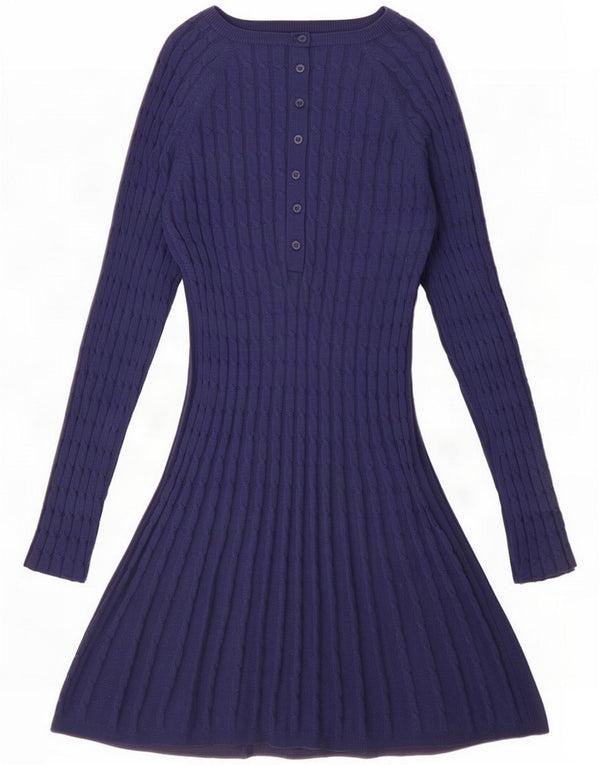 Phase Eight Womens Long Sleeve Jumper Dress UK 14 Medium Navy Blue Wool