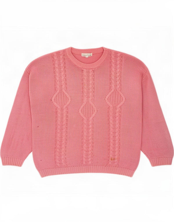 Maglione maglione girocollo vintage da uomo grande rosa