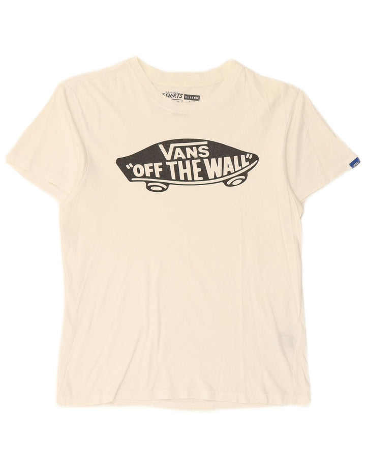 VANS Mens Graphic T-Shirt Top Small White Cotton