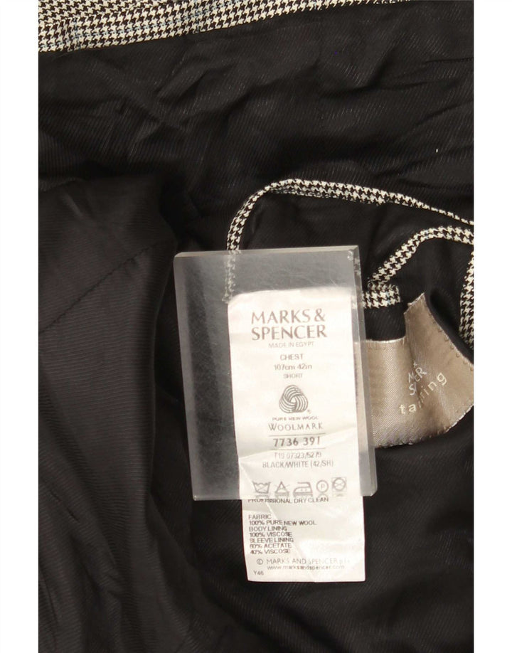 Giacca blazer a 2 bottoni Marks & Spencer da uomo UK 42 grande pied de poule nero