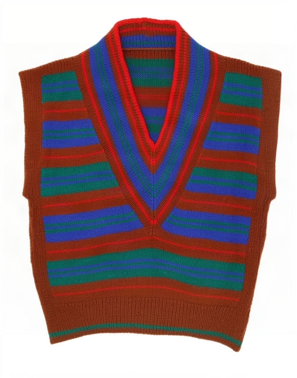 Canotta vintage da donna, taglia UK 18 XL, a righe multicolori