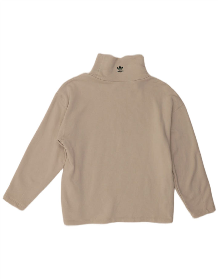 Felpa oversize con grafica Adidas da donna, maglione UK 10, piccola, bianco sporco