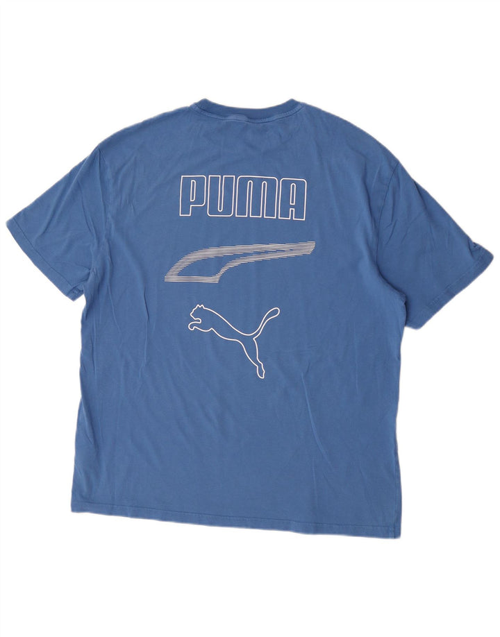 T-shirt grafica da uomo PUMA grande in cotone blu