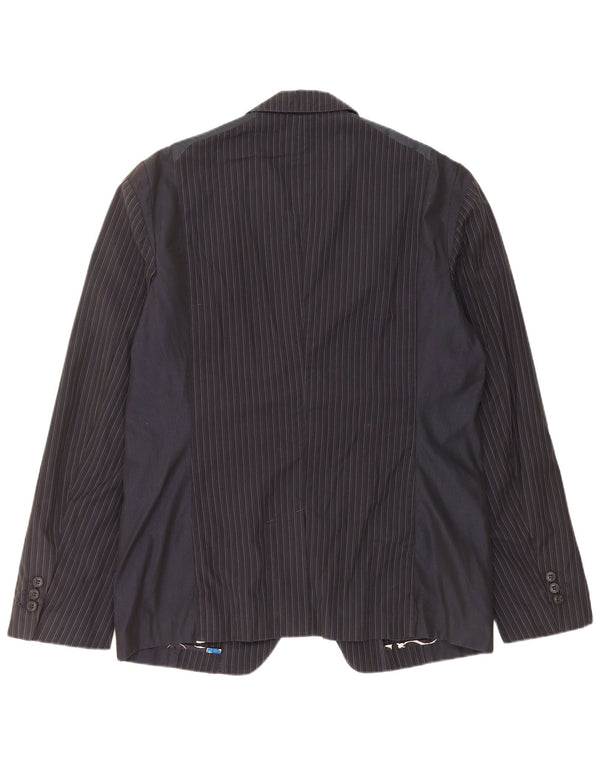 Giacca blazer da uomo a 2 bottoni Iceberg IT 54 2XL Cotone gessato blu navy