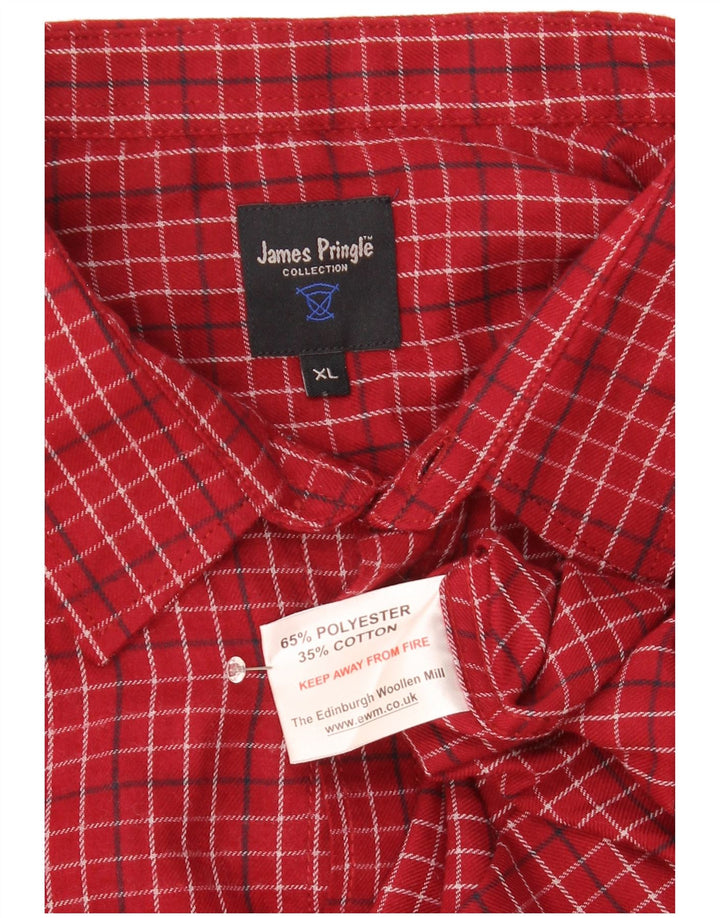 Camicia in flanella da uomo James Pringle XL poliestere a quadri rossi