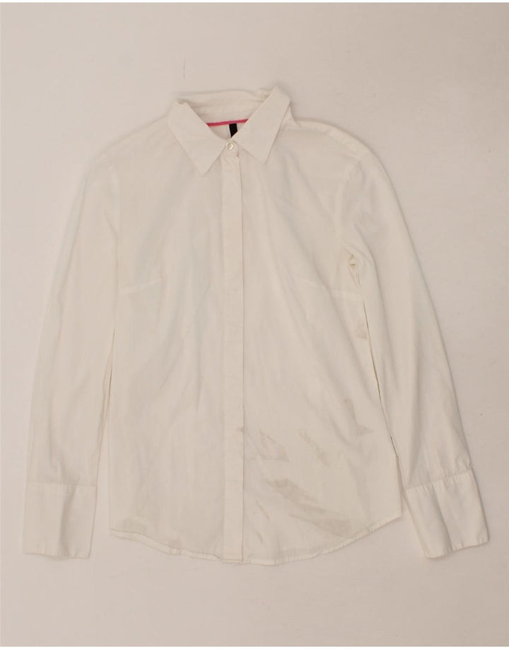 BENETTON Womens Shirt UK 8 Small White Vintage Benetton and Second-Hand Benetton from Messina Hembry 
