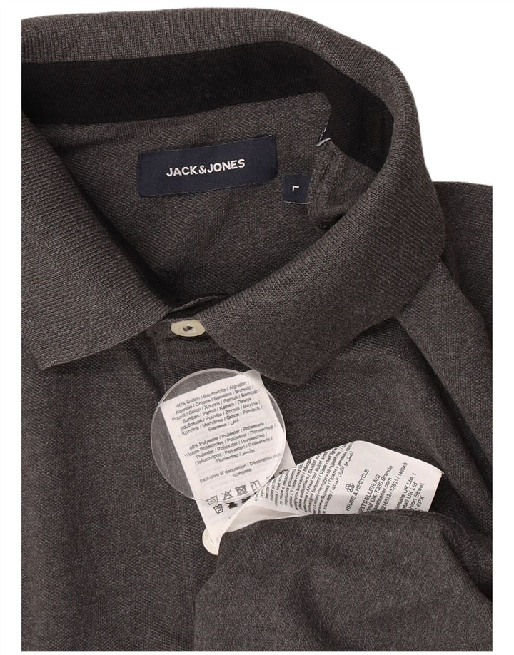 Polo da uomo Jack & Jones grande in cotone grigio