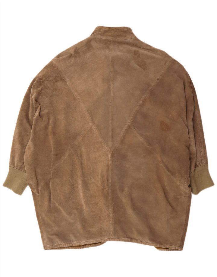 Soprabito vintage da donna oversize in pelle scamosciata UK 14 Beige medio