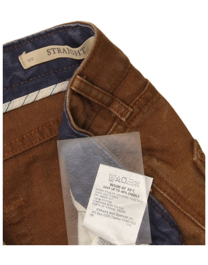 Jeans dritti da uomo Marks & Spencer W32 L29 cotone marrone