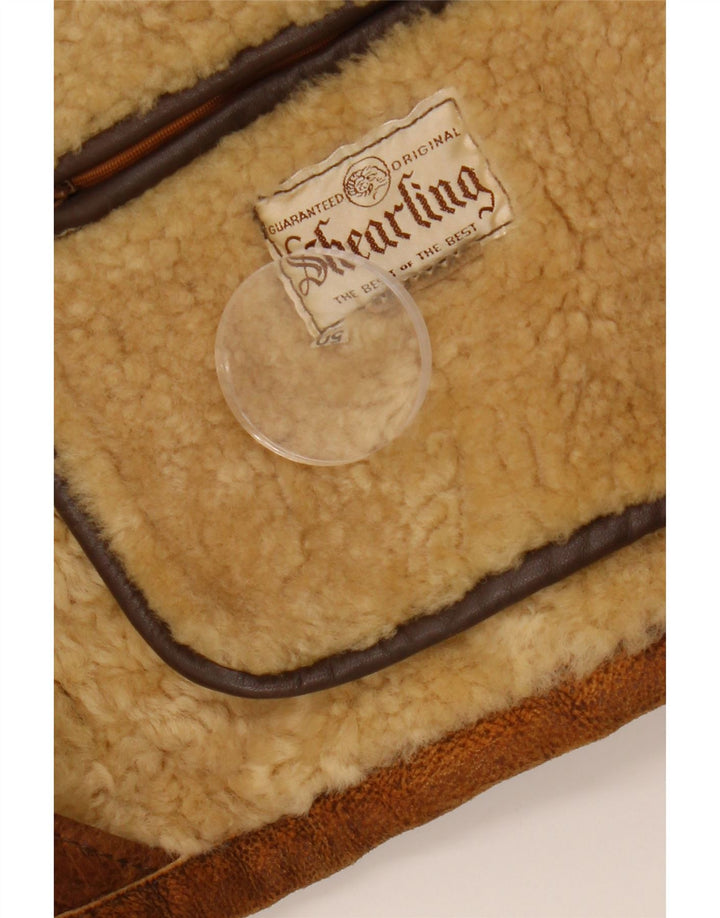 Giubbotto in montone con cappuccio da uomo VINTAGE IT 50 Shearling grande marrone