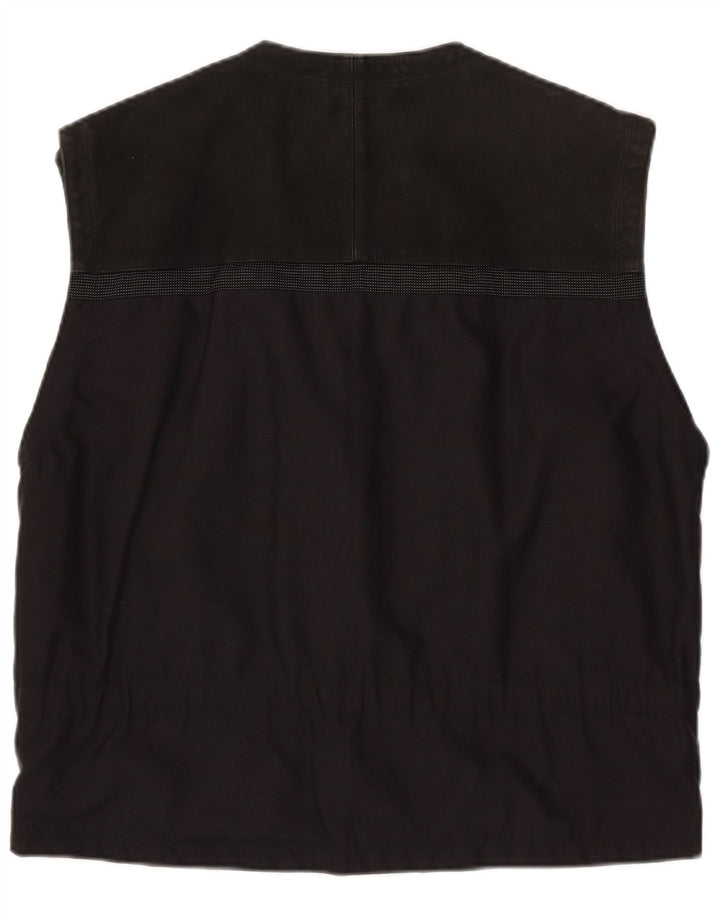 VINTAGE Mens Gilet UK 38 Medium Black Polyester