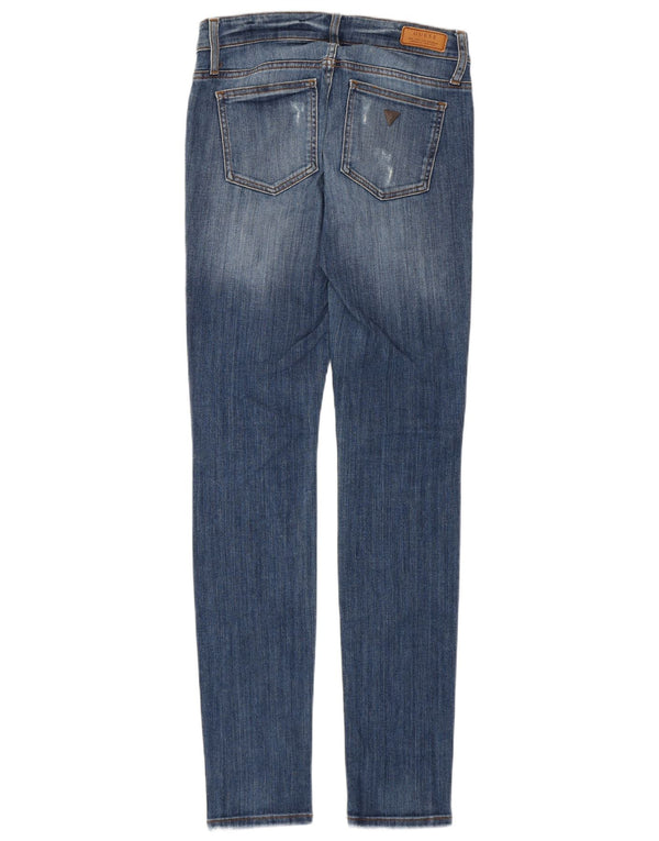 Jeans skinny effetto consumato da donna Guess a vita media W26 L32 cotone blu