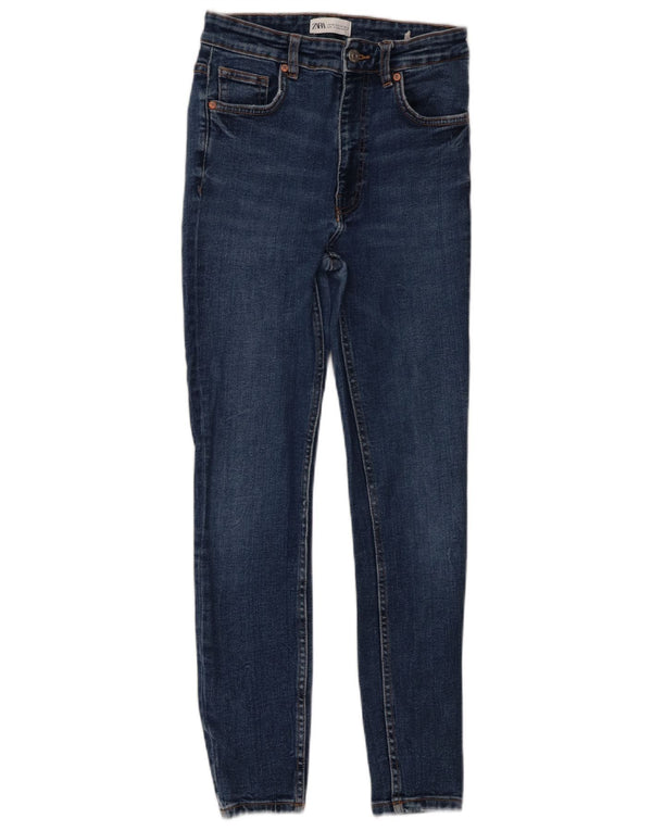 Jeans skinny a vita alta da donna Zara EU 38 Small W28 L27 cotone blu