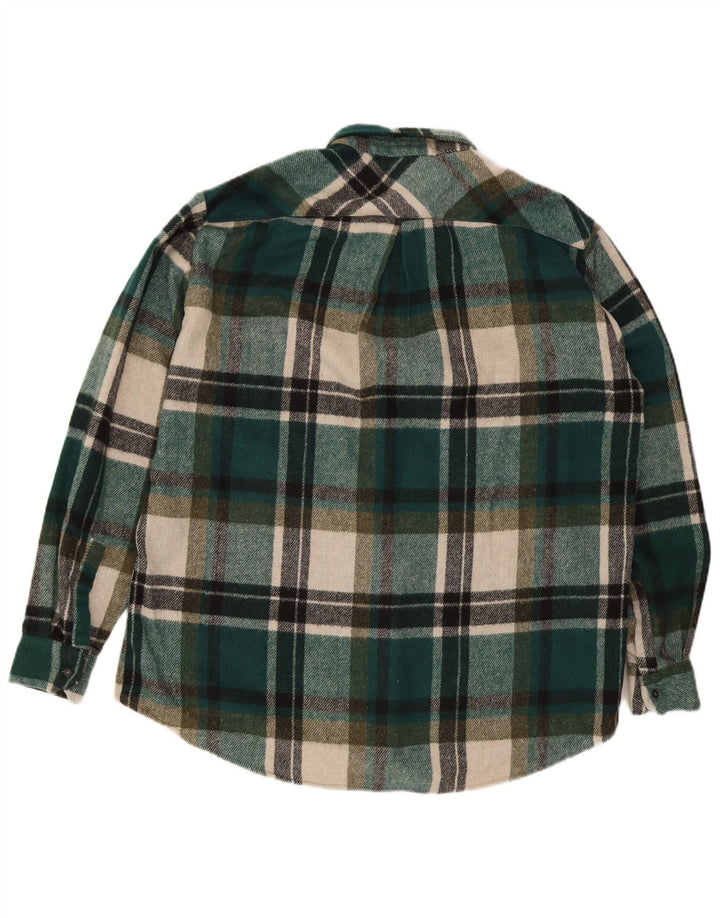 Camicia overshirt da uomo vintage XL in lana a quadri verdi