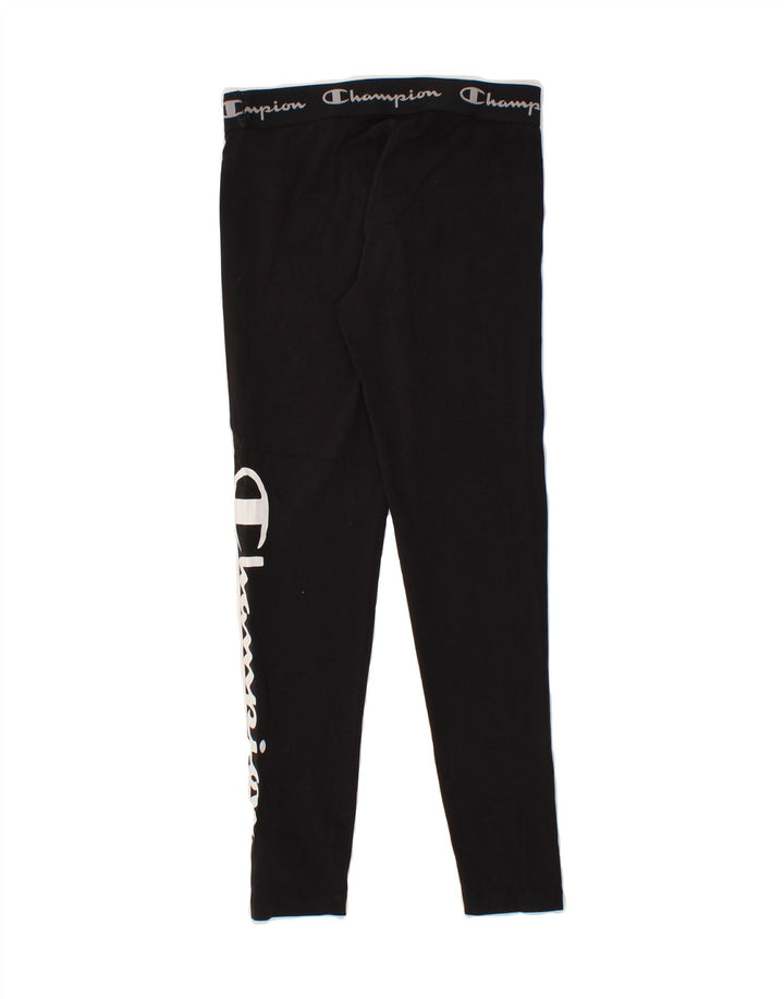 CHAMPION Womens Graphic Leggings UK 10 Small  Black Vintage Champion and Second-Hand Champion from Messina Hembry 