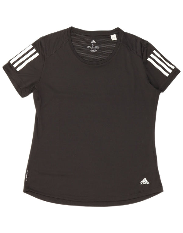 T-shirt ADIDAS Aeroready da donna UK 12/14 poliestere nero medio