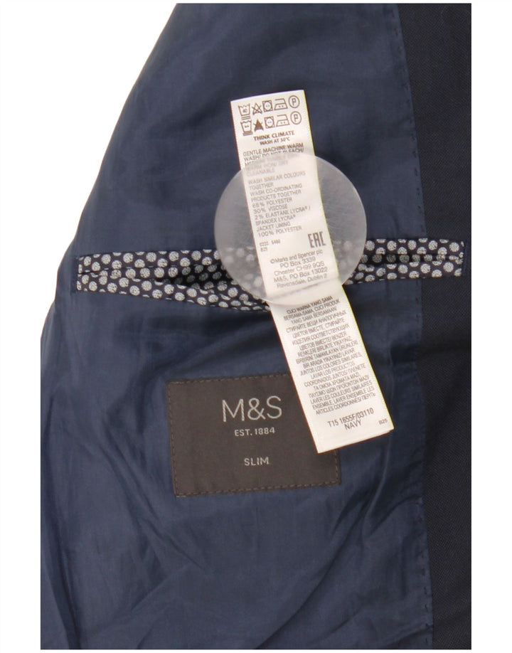Giacca blazer slim a 2 bottoni Marks & Spencer da uomo UK 38 medio blu navy
