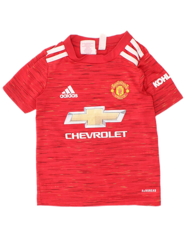 Maglietta grafica Adidas da ragazzo del Manchester United, 2-3 anni, rossa chiazzata