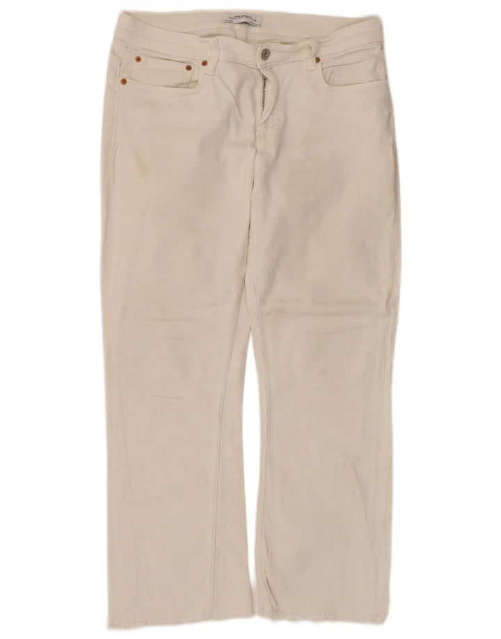 Jeans cropped da donna ZARA EU 40 medio W30 L25 cotone bianco