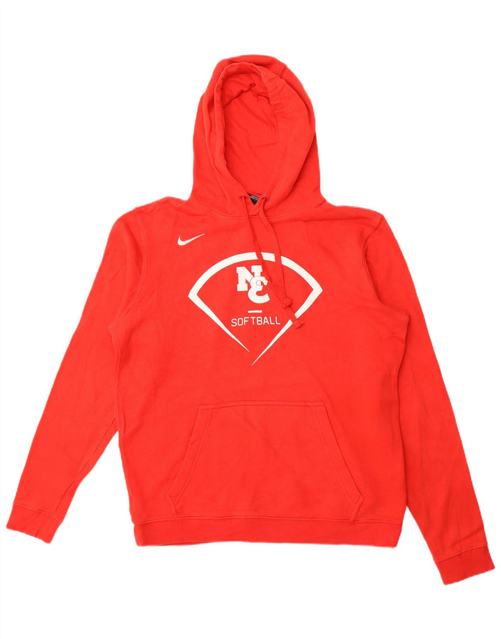 NIKE Mens Graphic Hoodie Jumper Medium Red Cotton