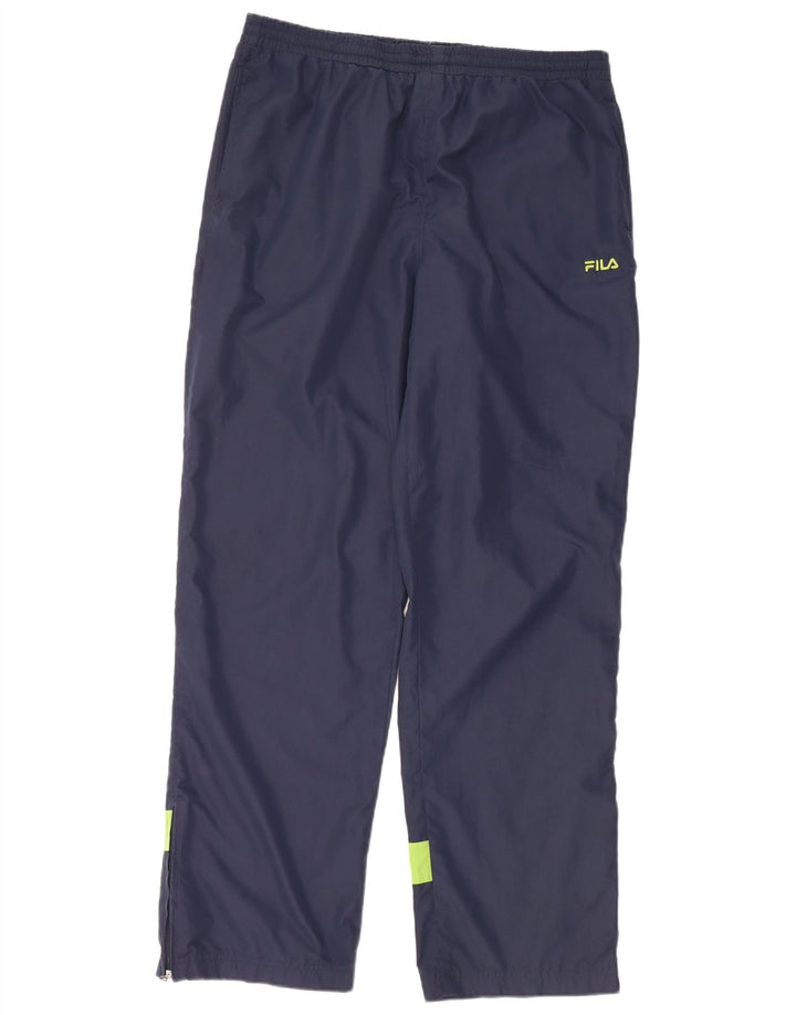 Pantaloni impermeabili Fila da uomo XL in poliestere color block blu navy