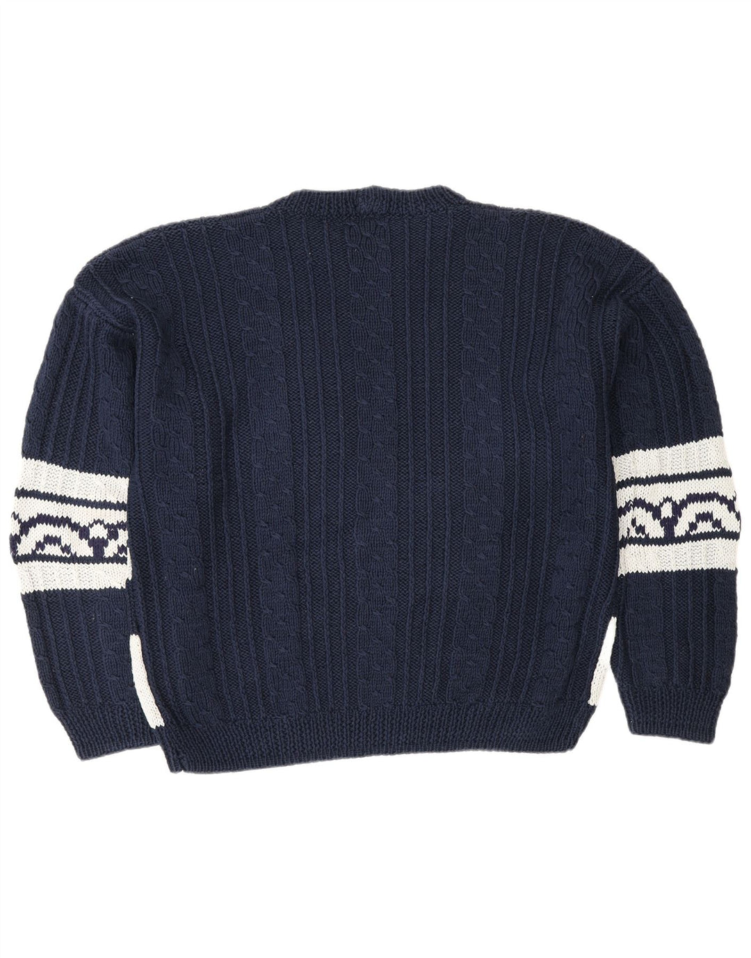 Maglione maglione girocollo vintage da uomo grande Fair Isle blu navy